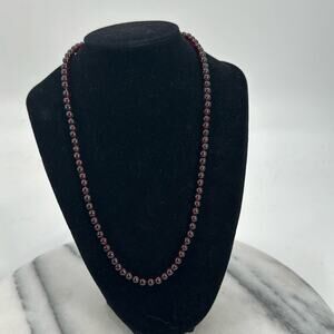 Burgundy glass beaded necklace